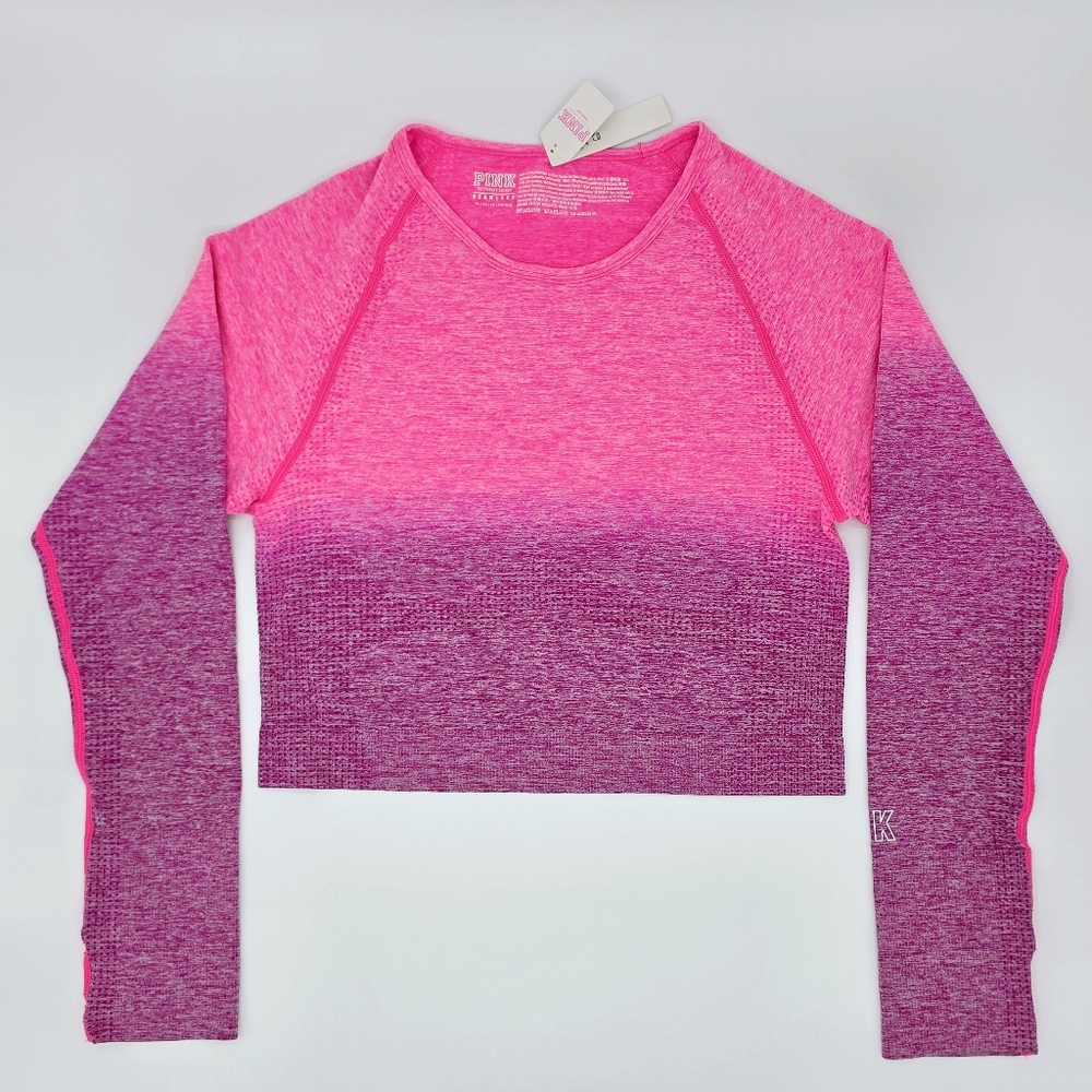 NWT ◇ Victoria's Secret PINK Seamless Long Sleeve Cropped Workout Top